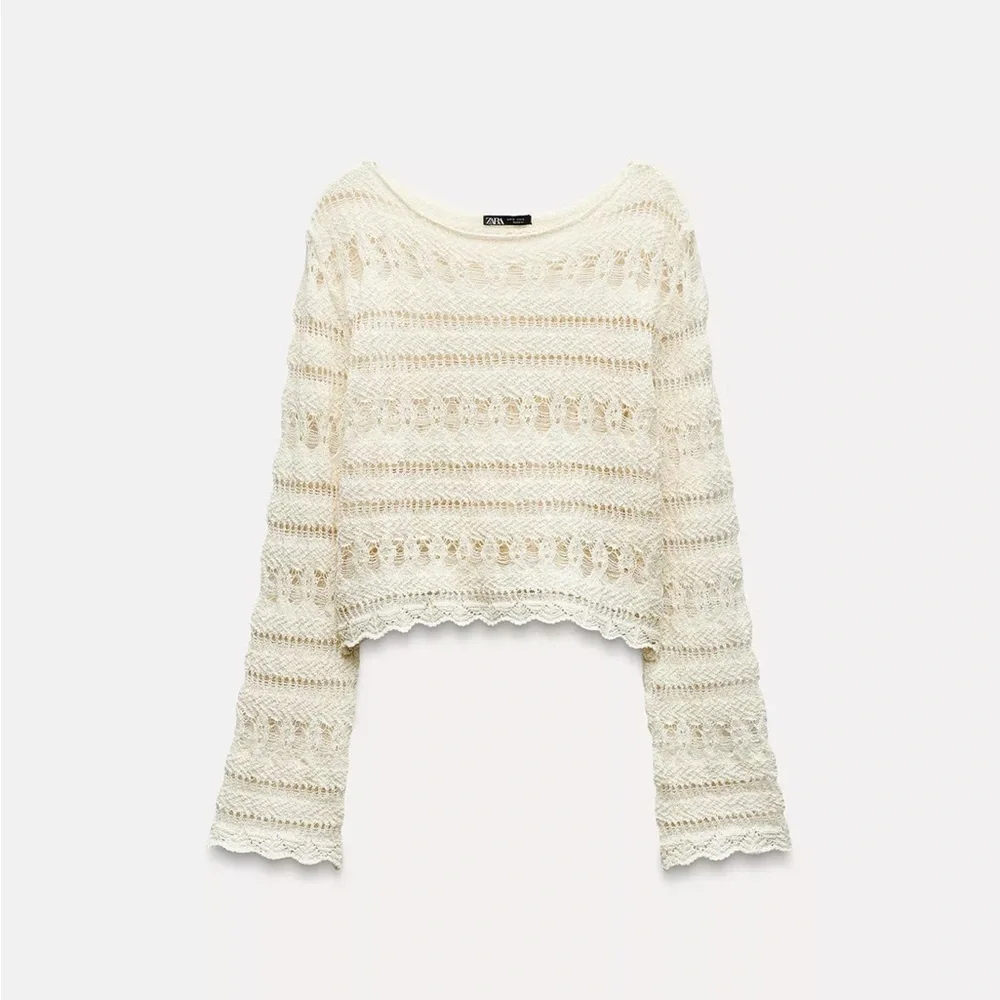 Zara Marching Set: Crochet Knit Top & Shorts Ecru - Picture 2 of 11